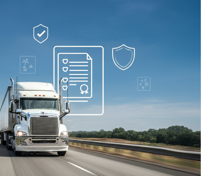 A fleet owner discussing insurance policies with an agent, ensuring compliance with trucking insurance requirements